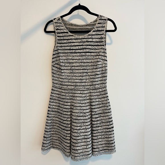 Parker Mesh Panel Gridded Silk Lined Fit & Flare M - Picture 4 of 9